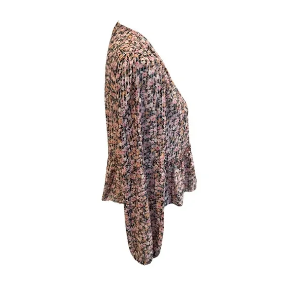 WAYF Lynwood Ditzy Floral Metallic Peplum Top SZ Med - Picture 3 of 9